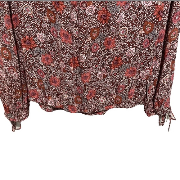 Lucky Brand Los Angeles Women's Purple/Burgundy Floral Long Sleeve Blouse Size S - Picture 7 of 14